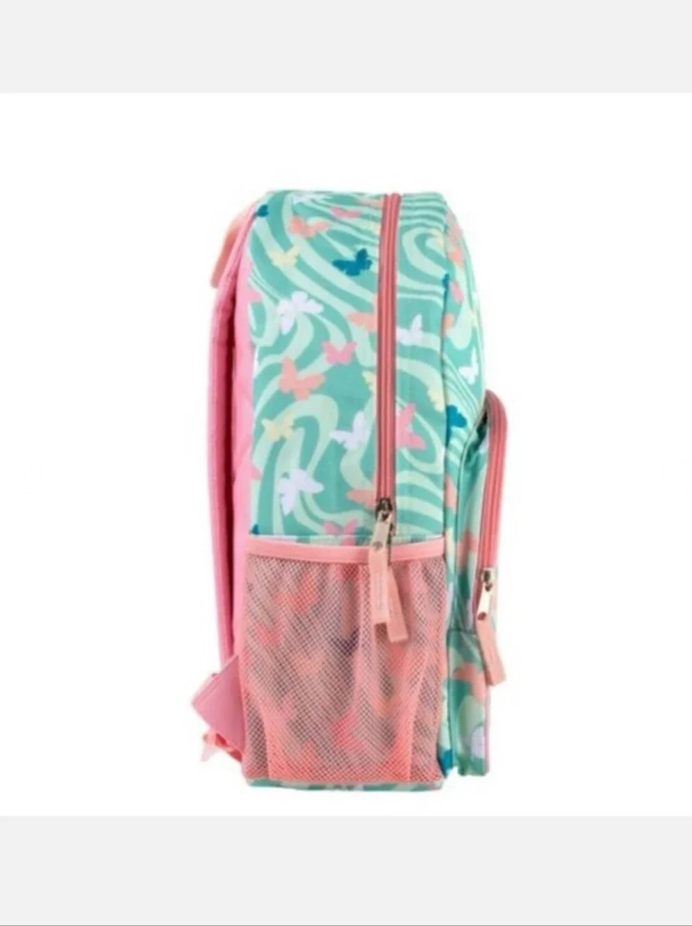 Kids Butterfly Print Backpack - Mint and Pink